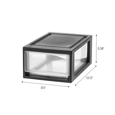 Compact Black Plastic Mini Stacking Drawers 8-Pack