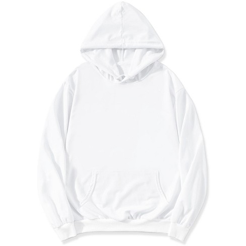 Lars Amadeus Men's Long Sleeves Solid Drawstring Pullover Hoodie Sweatshirt  With Pocket White Large : Target