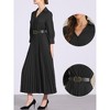 INSPIRE CHIC Women's Casual Pleated Collar V Neck Belted Maxi Dresses - 2 of 4