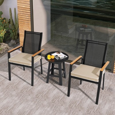 Beige and Off-White Foam Outdoor Chair Cushions Set