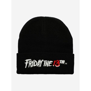 Friday The 13th Embroidered Logo Black Ribbed Knit Beanie - 1 of 2