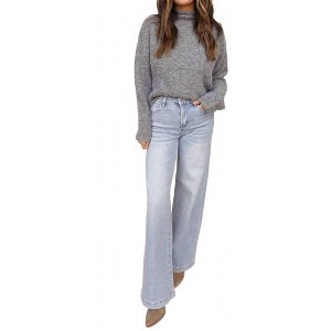 Women's High Rise Wide Leg Denim Jean - FLYING MONKEY - 1 of 3