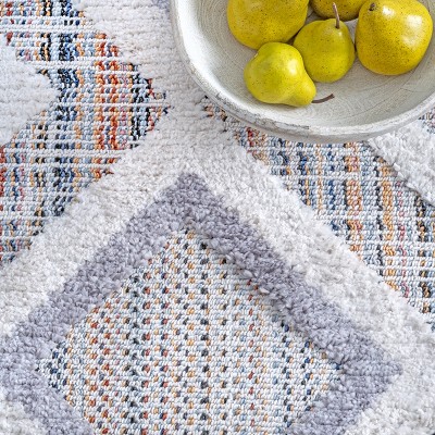 Reversible Pink Geometric Shag Area Rug, 4' x 6', Easy Care