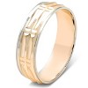 Pompeii3 14k Gold Mens Two Tone Swiss Cut Ring Wedding Band - 2 of 4
