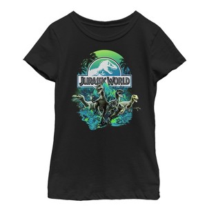 Girl's Jurassic World Dinosaur Nature Scene T-Shirt - 1 of 3