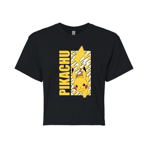 Women's - Pokémon - Pikachu Lightning Bolts Cropped Graphic T-Shirt - 1 of 4