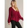 Slickblue Satin Baby Doll Top for Women, V-Neck with Ruffle Detail, Long Sleeve Blouse, Black/Wine/Sapphire, Size S-L - 4 of 4
