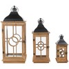 Northlight Set of 3 Natural Wood Candle Lanterns with Black Metal Tops 26.5" - 3 of 4