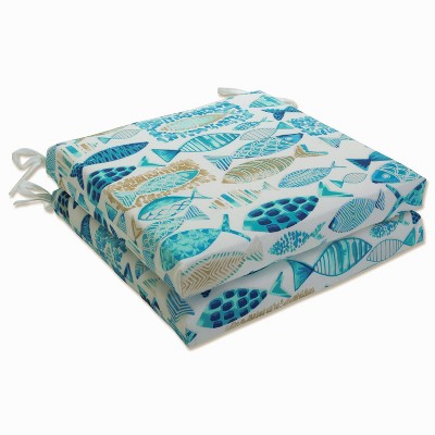 Hooked Nautical 2pc Outdoor Seat Cushion Set - Pillow Perfect