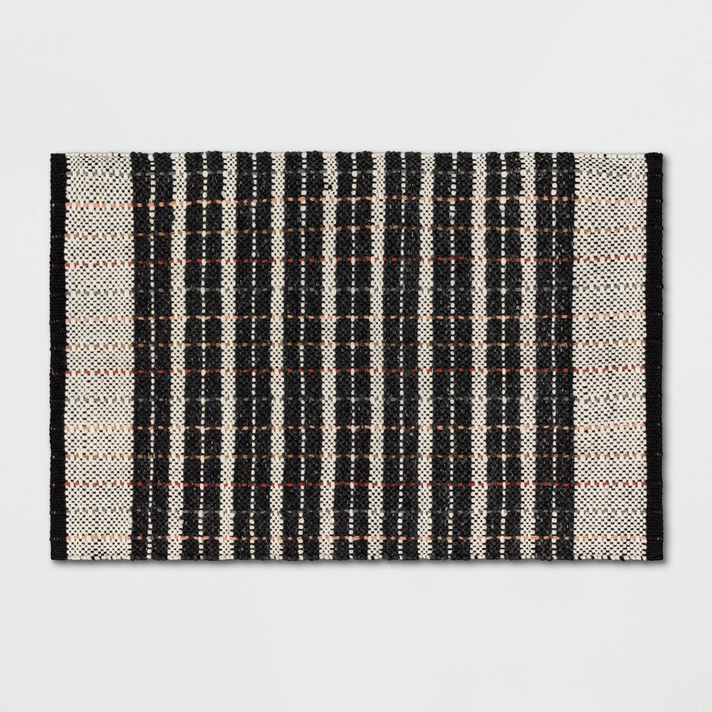 Photos - Doormat 2'x3' Handloom Mixed Fibre Striped Rug - Threshold™