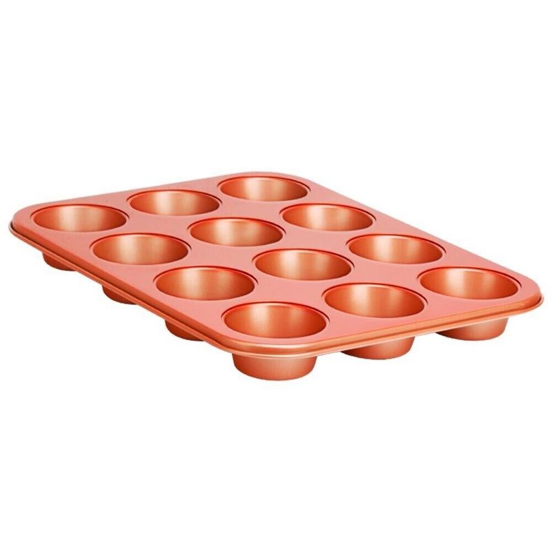 NutriChef 12-cup Copper Oven Muffin Pan, Non-Stick Coated Layer Surface, 1 of 2