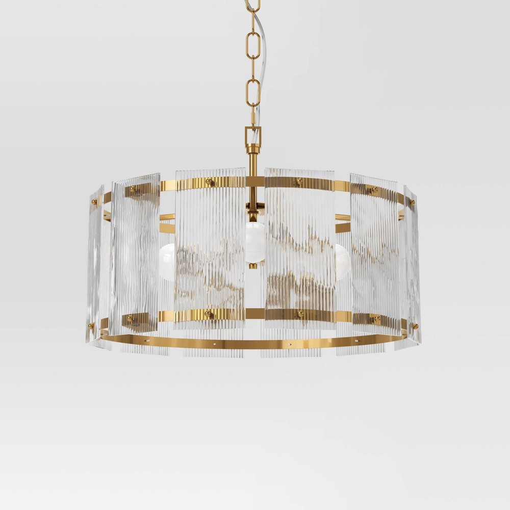 Photos - Chandelier / Lamp Glam Glass Ceiling Chandelier Brass - Threshold™