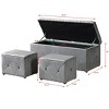 Airsurfer 3-Piece Set Gray Ottoman Versatile Storage Ottoman Set Space-Saving Furniture for Living Room Organization - 3 of 4