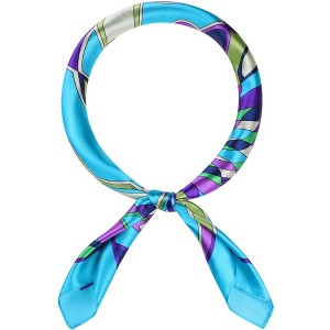 INSPIRE CHIC Women Geometric Printed Satin Large Square Silky Neck Scarves 1Pc - 1 of 4