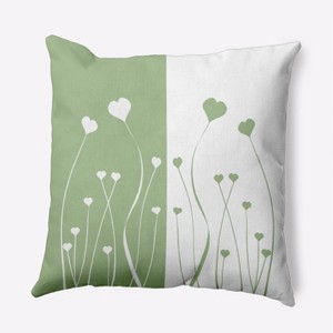 16"x16" Valentine's Day Growing Love Square Throw Pillow Fresh Green - e by design - 1 of 4