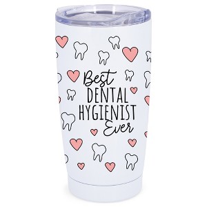 Elanze Designs Best Dental Hygienist Ever Teeth Career Wrap-Around Design 20 Ounce Stainless Steel On-The-Go Coffee Mug, Thermal Travel Tumbler with - 1 of 4