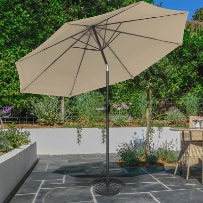 10 Ft Sand Patio Umbrella with Auto Tilt and Base