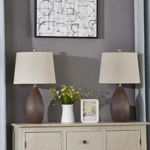 Maxax Ribbed Ceramic Table Lamps Set of 2 - 1 of 4