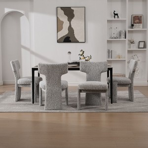 Kumasinova 22" Modern Chenille Dining Chairs Set of 2/4,Kitchen Chairs with Rubberwood Legs,Dining Room Chairs with Curved Back for Living Room&Cafe - 1 of 4