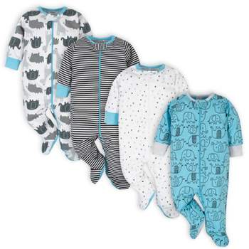 Onesies Brand Baby Boys' Long Sleeve Footed Sleepers, 4-pack, Elephant
