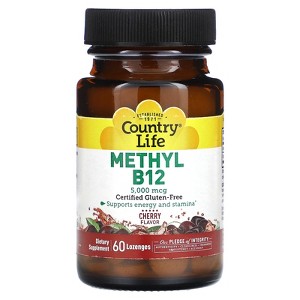 Country Life Methyl B12, Cherry, 5,000 mcg, 60 Lozenges - 1 of 4