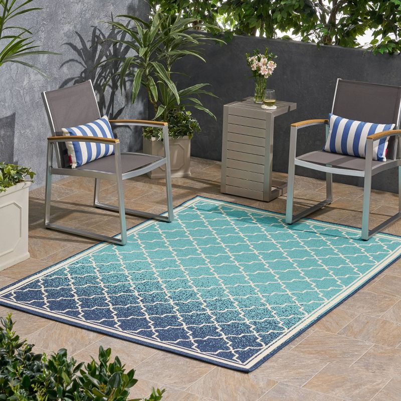 Laguna Ombre Outdoor Rug Blue/Ivory - Christopher Knight Home, 4 of 7