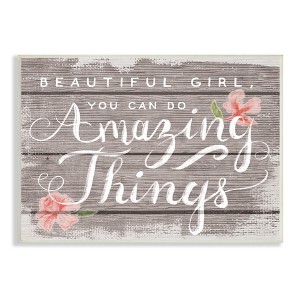 Stupell Industries Beautiful Girl Inspirational Kids Flower Word Design Wall Plaque Art - 1 of 4