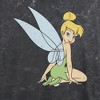 Juniors Womens Peter Pan Tinker Bell Distressed Wings Portrait Mineral Wash Crop T-Shirt - 2 of 4