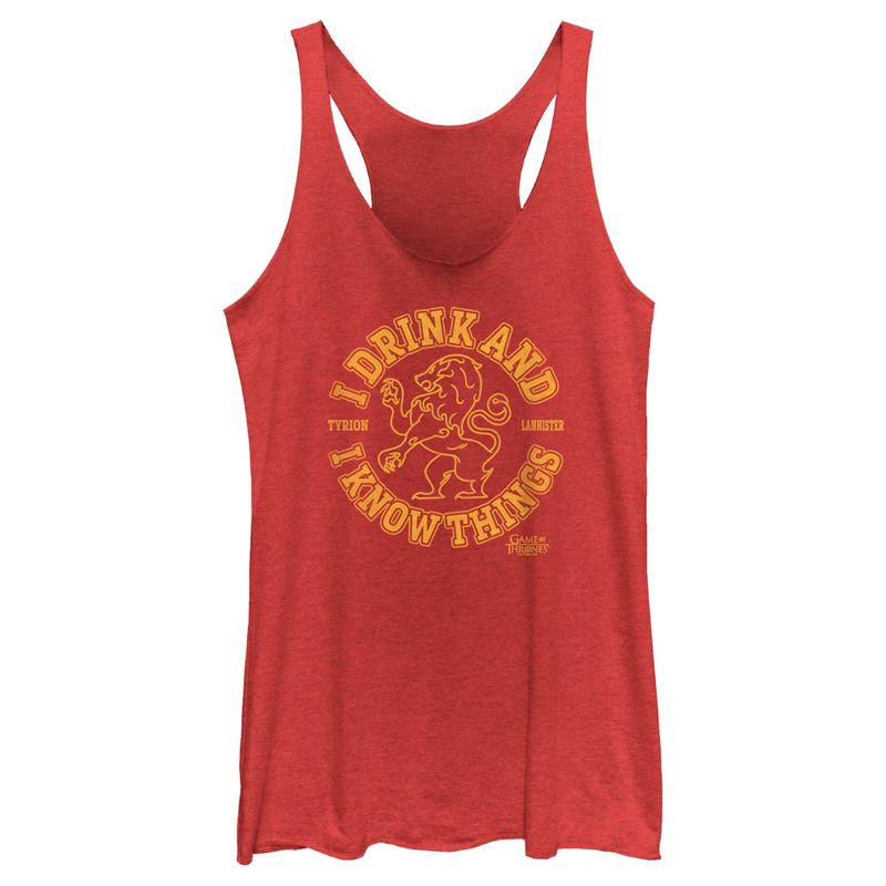Women's Game of Thrones I Drink and I Know Things College Logo Racerback Tank Top, 1 of 5
