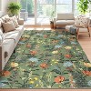 Washable Farmhouse Rug - Floral Print Stain-Resistant Low Pile Carpet, Throw Rug for Living Room, Bedroom, Dining Room Office - 3 of 4