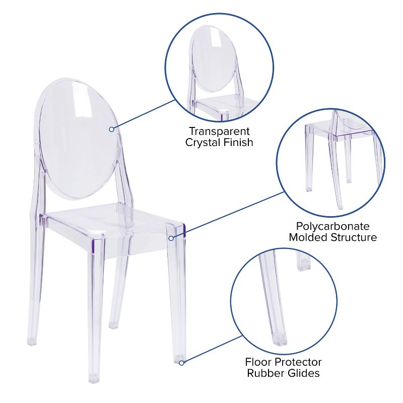 Emma and Oliver 4 Pack Ghost Side Chair in Transparent Crystal Stack Chair - Event & Accent Chair, 4 of 12