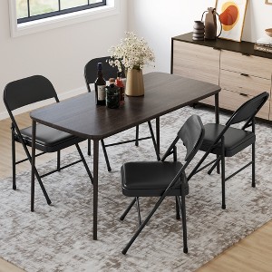 Folding Chairs with Padded Cushions, Metal Frame Hold Up to 350 Pounds, Portable Leather Upholstered Chair, for Dining Room, Living Room - 1 of 4