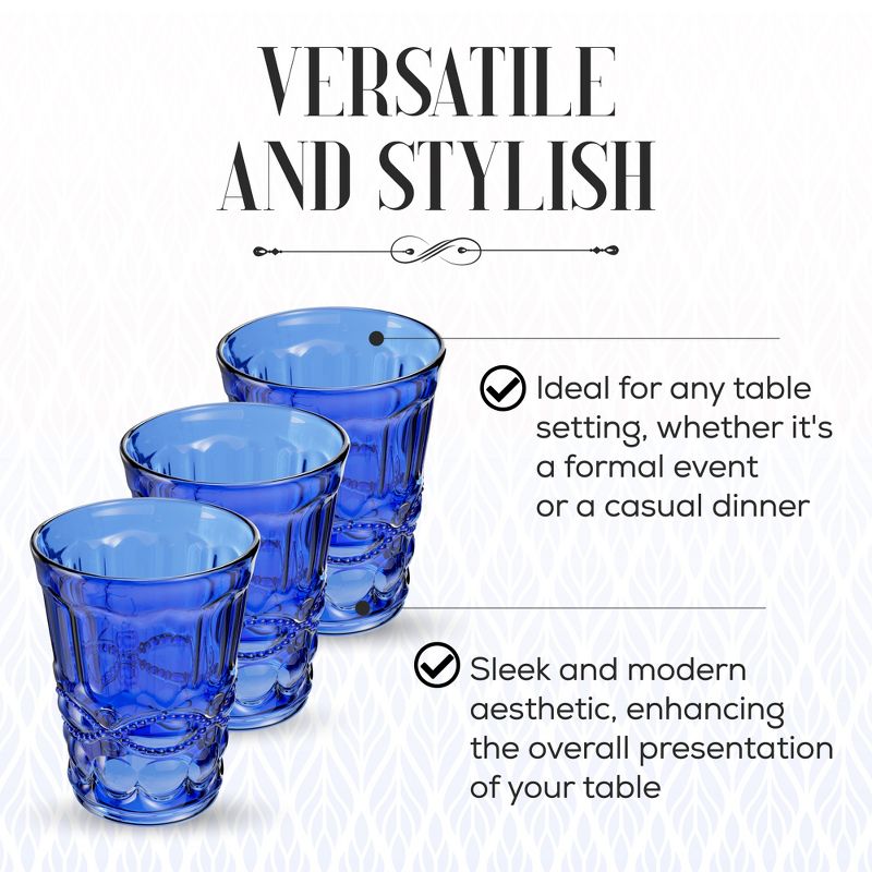 Elle Decor Glass Tumblers Set of 6 Glass Design, 8.5-Ounce Water Drinking Glasses, Blue, 3 of 8