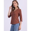INSPIRE CHIC Women's Polka Dots 3/4 Sleeve Casual Button Front Shirt - 2 of 4