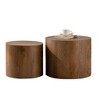 NicBex Set of 2 Round Wooden Coffee Tables for Living Room,Cylinder Center Table for Small Space,Accent End Side Table - 2 of 4