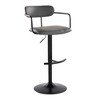 Adjustable Height Metal and Faux Leather Contemporary Barstool with 360-Degree Swivel and Rounded T Footrest, Set of 2 for Kitchen or Home Bar - 2 of 4