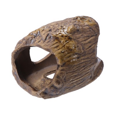 Unique Bargains Hiding Rock Small Fish Aquarium Decorations Ceramic Cave Brown 3.35"x2.76"x2.56" 1 Pc