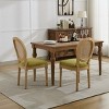 French Country Rattan Back Upholstered Dining Chairs Set of 2,Solid Wood Side Chairs with Linen Seat,Antique Finish–Maison Boucle - 3 of 4