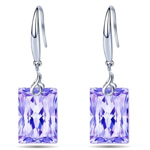 Paaaawaters 925 Sterling Silver 5A Rectangle Cubic Zirconia Dangle Earrings for Women - 1 of 4