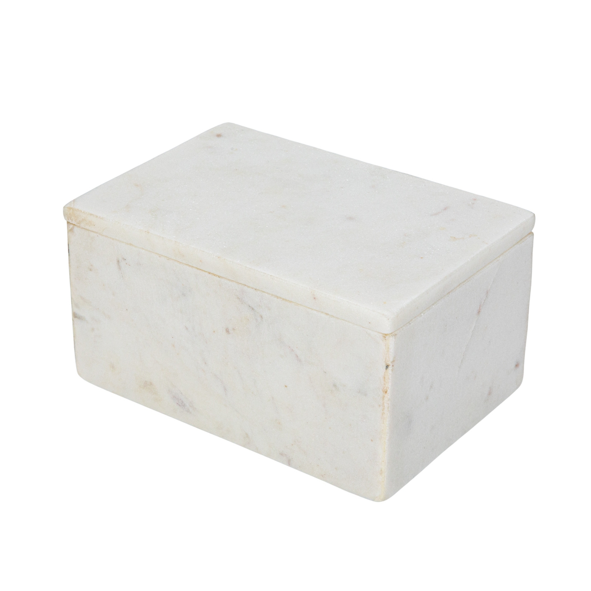 Storied Home Marble Box Storage Container with Lid, White