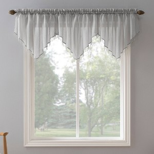 51"x24" No. 918 Sheer Erica Crushed Voile Ascot Beaded Rod Pocket Curtain Valance - 1 of 4