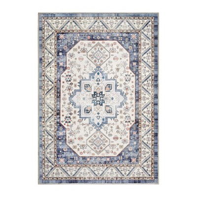 Short Pile Area Rugs for Living Room, Vintage Large Non-Slip Carpet, Short Pile Rugs for Bedroom, Dining Room & Kitchen, Durable Easy-Clean Floor Mat