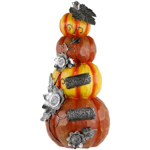 Northlight 18.25” Stacked Pumpkins 'Happy Harvest' Fall Outdoor Decoration - 1 of 4