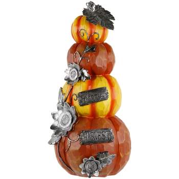 Northlight 18.25” Stacked Pumpkins 'Happy Harvest' Fall Outdoor Decoration