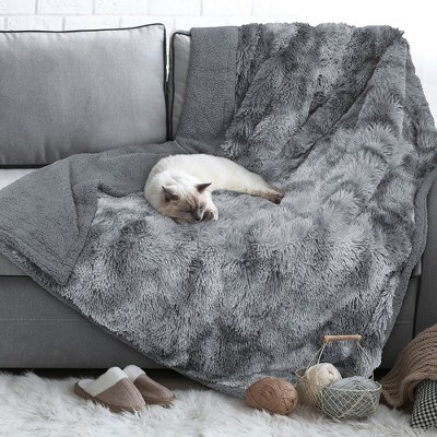 Gray Waterproof Faux Fur Sherpa Pet Blanket 29" x 40"