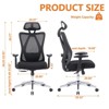 NicBex Adjustable Height High Back Ergonomic Office Chair with Adjustable Headrest and Waistrest for Work Study,Black - 3 of 4