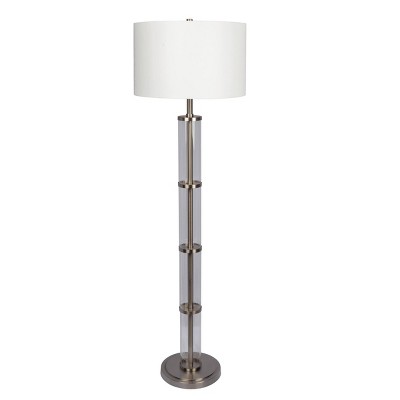 VYNXARIA 63"H Nimbus Brushed Nickel Floor Lamp with 3-Way Rotary Switch Clear Glass Body Metal Base