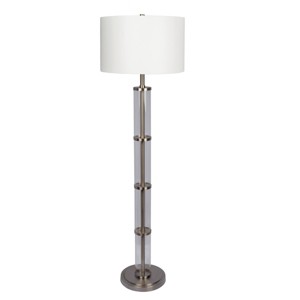 VYNXARIA 63"H Nimbus Brushed Nickel Floor Lamp with 3-Way Rotary Switch Clear Glass Body Metal Base - 1 of 4