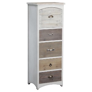 Edwin Tall Wood Cabinet White/Natural - Powell Company, Brown White