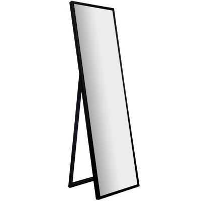 16"x57" Framed Floor Free Standing Mirror with Easel Black - Gallery Solutions